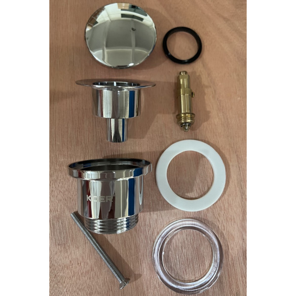 Донний клапан для раковини універсальний (з/без переливу) Koer PW-01-01 автоматичний (Click-Clack) (Колір хром) 1 1/4'' (KR3400)