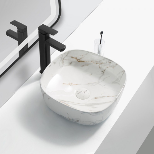 Раковина накладна Mixxus Premium DIVERSE-0104 MARBLE 370х370х135mm (MP6537)