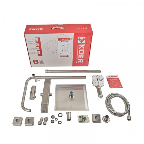 Душова колона з термостатичним змішувачем Koer KI-53017-02 2 функції з нерж.сталі SUS304 (Колір нерж) (KR5547)