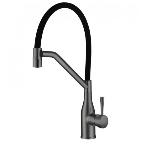 Змішувач для кухні KOER KI-70033-07 з нерж. сталі SUS304 (Колір графіт+силік.вилив чорний) (KR5818)