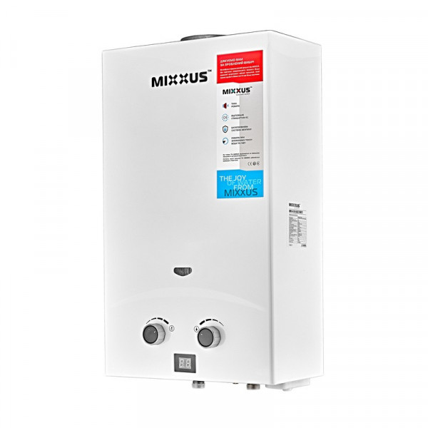 Газова колонка MIXXUS GWH-0110 BASIC WHITE димохідна 10 л/хв (колір білий) (WH0022)