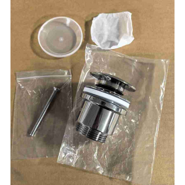 Донний клапан для раковини універсальний (з/без переливу) Koer PW-01-01 автоматичний (Click-Clack) (Колір хром) 1 1/4'' (KR3400)