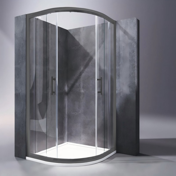 Душова кабіна без піддону Koer SR SC04-90x90x195-TR-07 прозоре скло Easy Clean 5мм, графіт (KR5362)