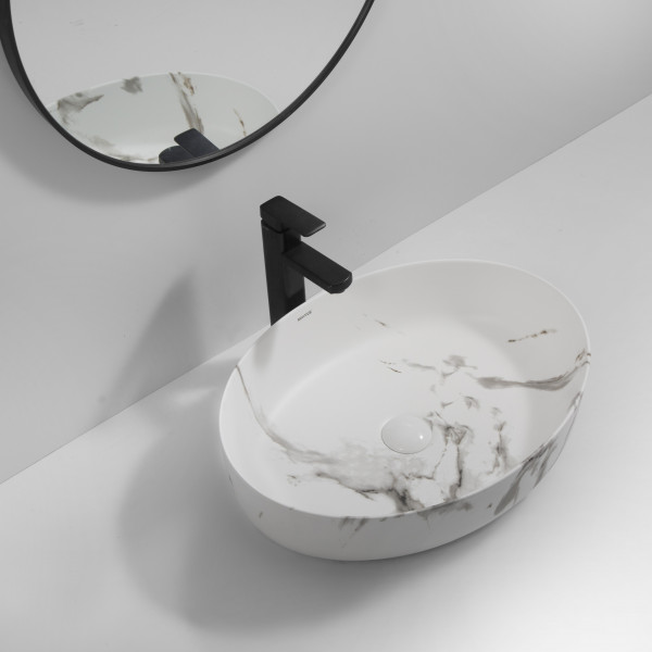 Раковина накладна MIXXUS PREMIUM ELLIPSE-0104 MARBLE 550х415х140mm (MP6554)