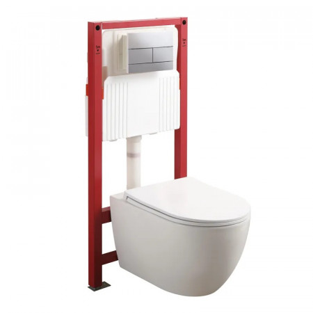 Комплект: Mixxus Premium Ellipse-SET-2102 (в 2 ящ) Унітаз система змиву Tornado 3.0+ Інсталяція Koer KT-0404 + панель KT-0604-01 Chrome (MP6690)