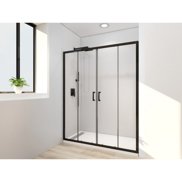 Двері в нішу Mixxus Premium DIVERSE SD01-160x185-TR Black прозоре скло 5мм (MI6879)