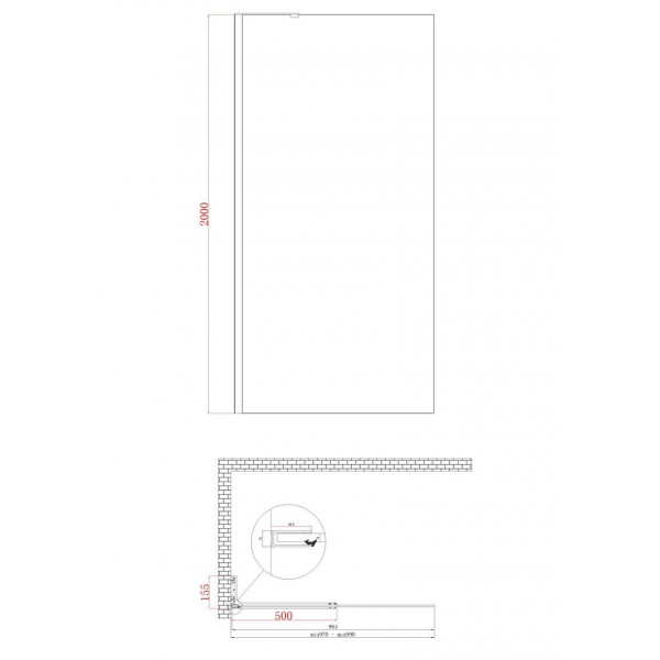 Душова перегородка Koer SR SP02-100x200-TR-01 Walk-In прозоре скло Easy Clean 8мм, хром (KR5395)