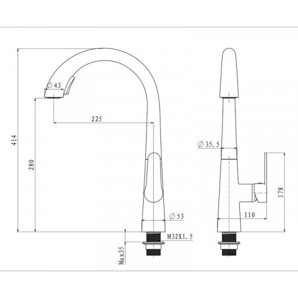 Змішувач для кухні з висувним виливом Mixxus Premium WARTA 014 GRAPHITE (MI6957)