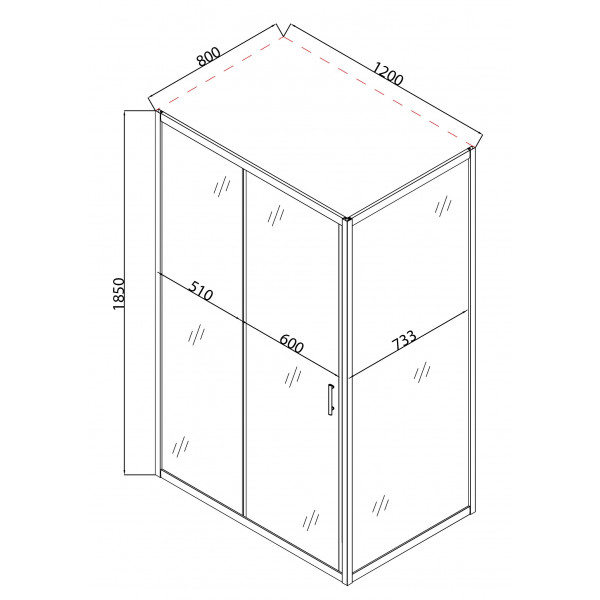Душова кабіна без піддону Mixxus HARD SC01-120x80x185-TR CHROME прозоре скло 5мм (MI6912)