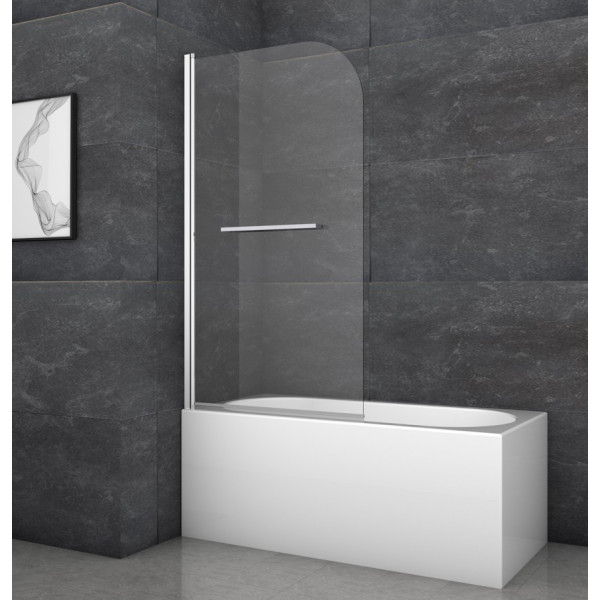 Шторки скляні на ванну Koer SR BS02-80x140-TR-01 прозоре скло 6мм, хром (KR5401)