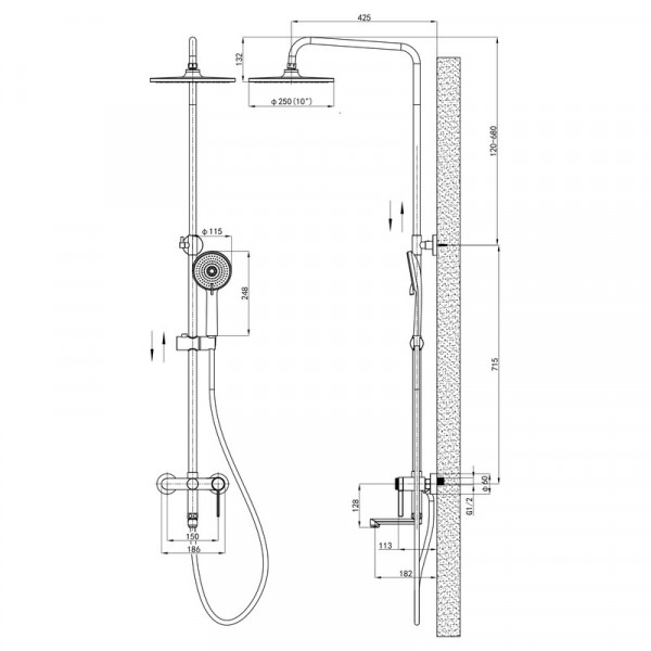 Душова колона зі змішувачем Mixxus Premium Verdi 009-J (MI8244)