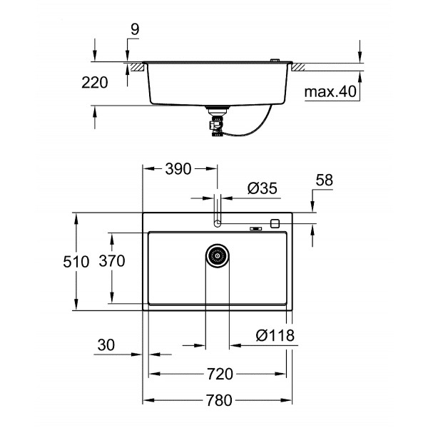 Композитна мийка для кухні Grohe K700 (31652AP0)