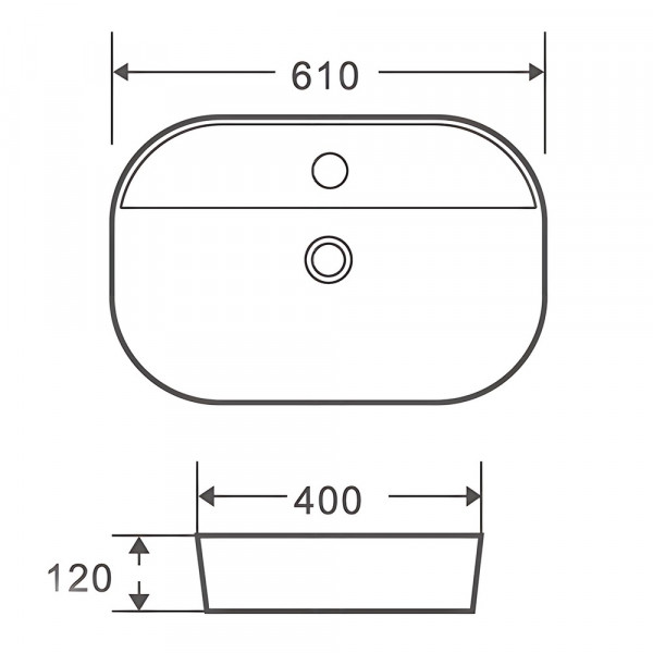 Раковина накладна Mixxus Premium ELLIPSE-0204 600х380х115mm з отвором під змішувач (MP6679)