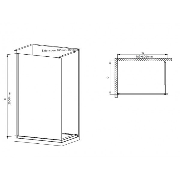 Душова перегородка Mixxus Premium FLAT SP01-80x200-TR Chrome Walk-In прозоре скло 8мм (MI6849)