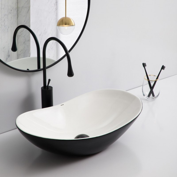 Раковина накладна Mixxus Premium WAVE-0105 WHITE-BLACK 620х360х160mm (MP6558)