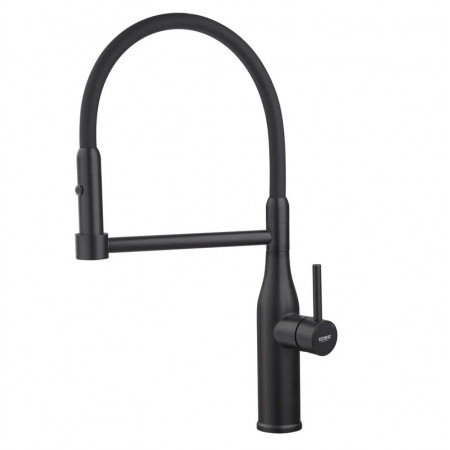 Змішувач для кухні Koer KI-70005-05 з чорним силіконовим виливом (нерж. сталь) (KR5005)