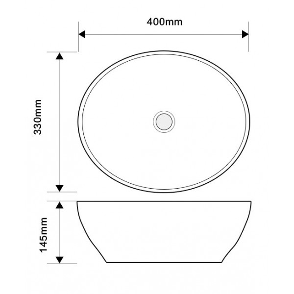 Раковина накладна MIXXUS PREMIUM ELLIPSE-0108 EDGE BLACK 400х330х145mm (MP6527)