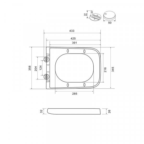 Сидіння-кришка для унітазу Mixxus Premium SEAT COVER QUADRO-2004 GRAY 425х358х32mm дюропласт (MP6686)