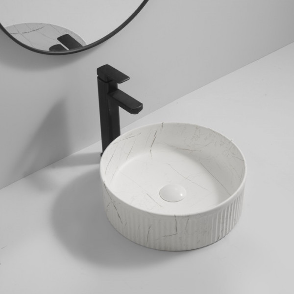 Раковина накладна Mixxus Premium WAVE-0102 MARBLE 370х370х130mm (MP6528)