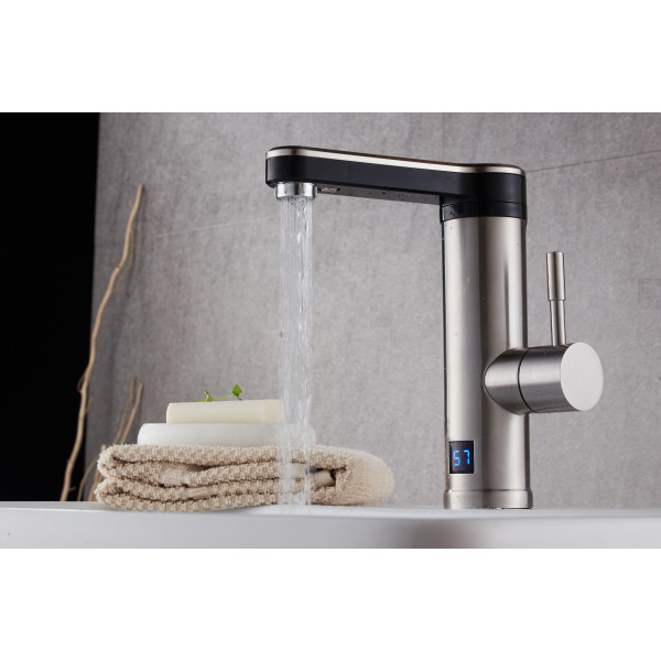 Водонагрівач 3,3 kW проточний, нержавіюча сталь, з індикатором температури, на мийку MIXXUS Electra 450-E (MX0774)