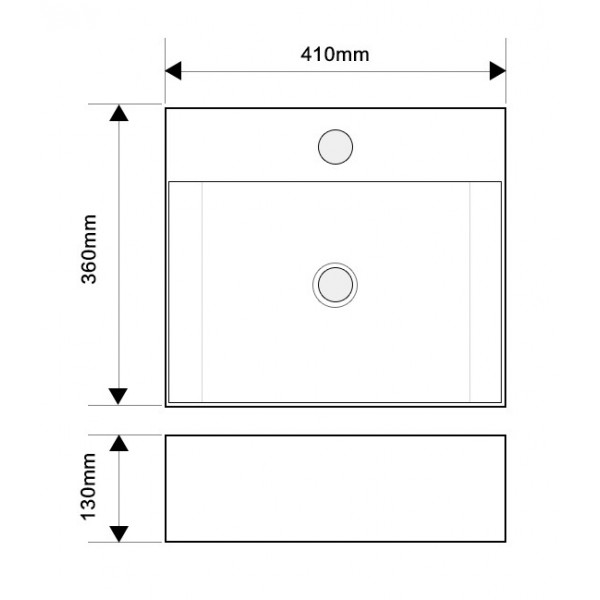 Раковина підвісна Mixxus Premium QUADRO-0205 410х360х130mm з отвором під змішувач та переливом (MP6508)