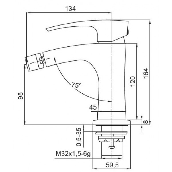 Змішувач для біде Koer KB-20007-04 (Колір хром+білий) (KR5158)