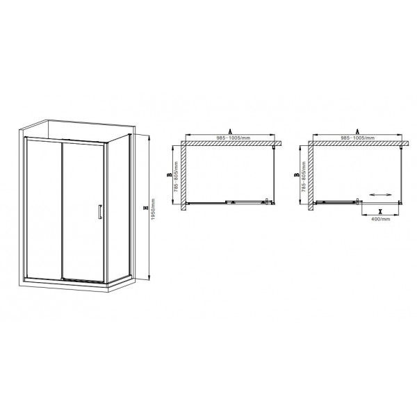 Душова кабіна без піддону Mixxus Premium DIVERSE SC03-100x80x195-TR Black прозоре скло 6мм (MI6866)