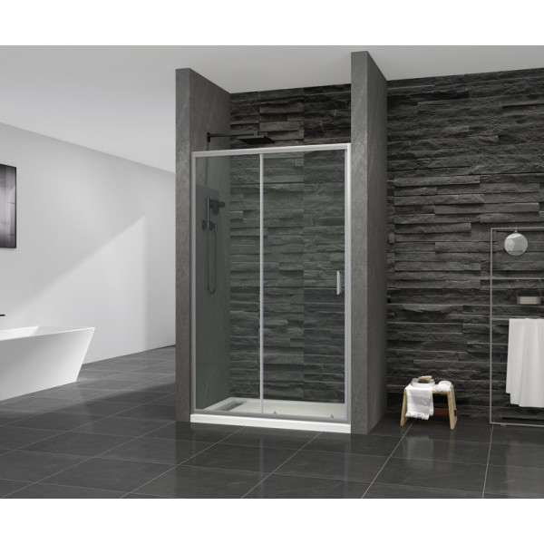 Двері у нішу розсувні MIXXUS PREMIUM DIVERSE SD01-100x185-TR CHROME прозоре скло 5мм (MI7165)