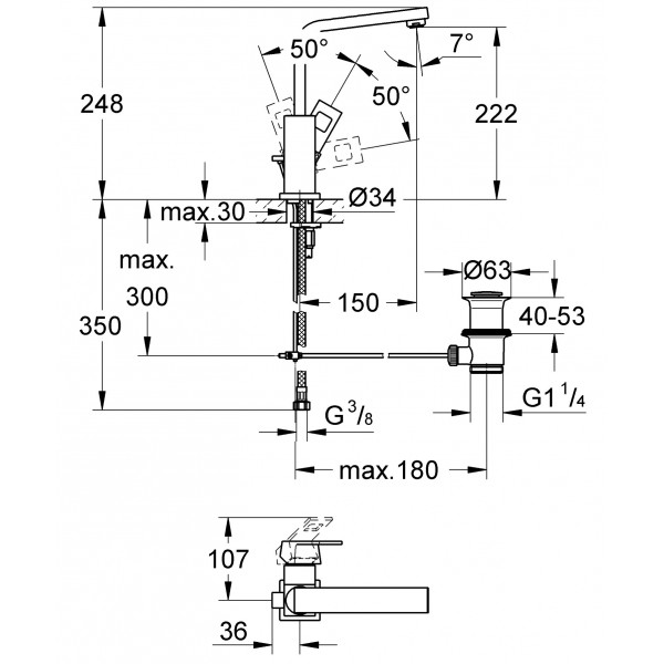 Змішувач для раковини L-розміру Grohe Eurocube (2313500E)