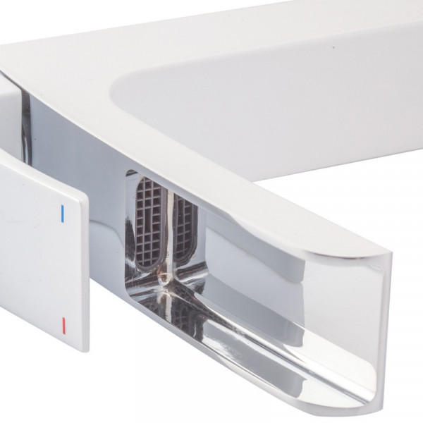 Змішувач для умивальника Koer KB-15007-04 високий водоспад (Колір хром+білий) (KR5156)