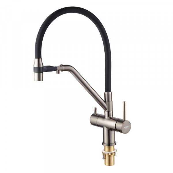 Кухонний змішувач з силік. виливом і вих. для питної води KOER KB-72006-07 (KR3382)