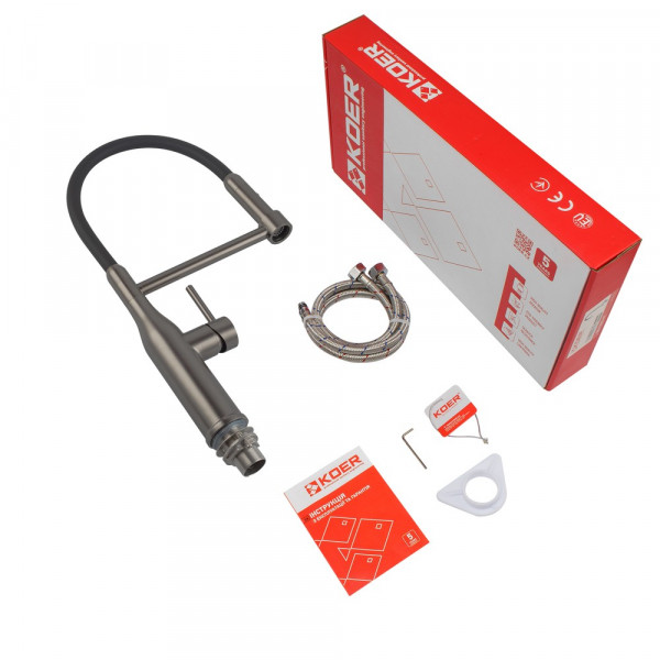 Кухонний змішувач з силіконовим виливом KOER KI-70005-07 (нерж. сталь) (KR3389)