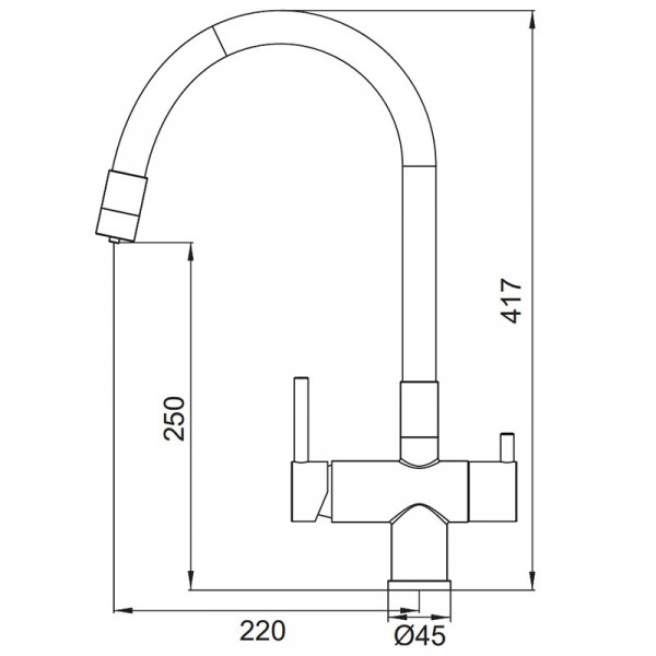 Змішувач для кухні Koer KB-72002-07 з виходом для питної води (KR5003)