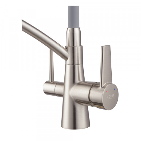 Кухонний змішувач з силік. виливом і вих. для питної води KOER KB-72003-02 (KR3374)