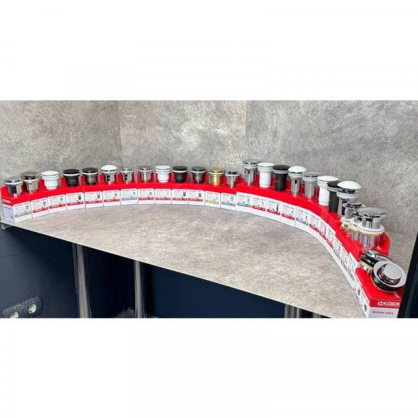 Донний клапан для раковини універсальний (з/без переливу) Koer PW-01-01 автоматичний (Click-Clack) (Колір хром) 1 1/4'' (KR3400)