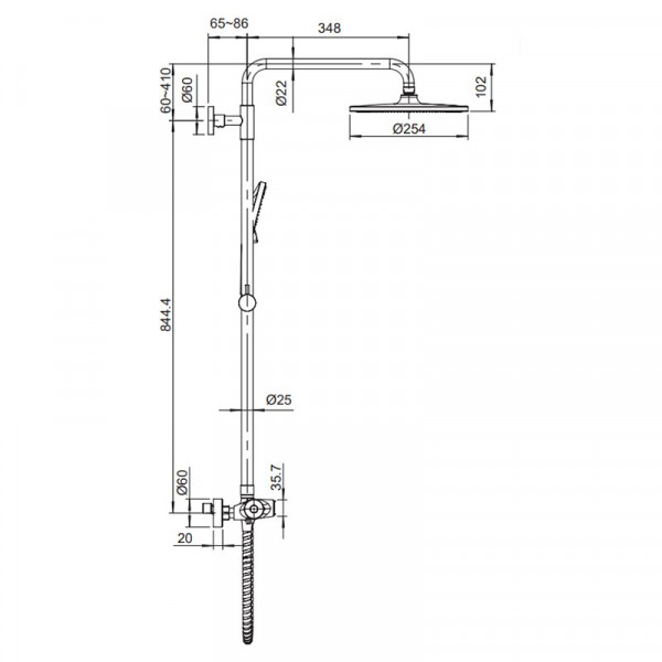 Душова колона з термостатичним змішувачем Koer KB-55014-01 (Колір хром) (KR4732)