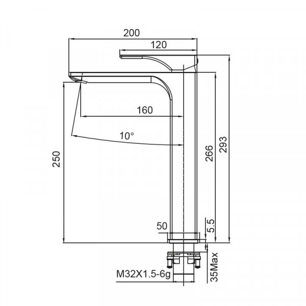Змішувач для умивальника Koer KB-11010-05 високий (Колір чорний) (KR3483)