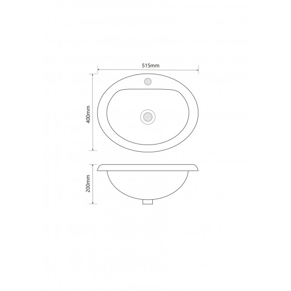 Раковина врізна на стільницю Mixxus Premium TOPPER-1602 515х400х200mm з отвором під змішувач та переливом (MP6572)