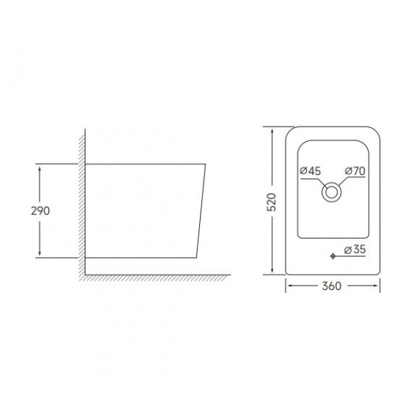 Біде підвісне Mixxus QUADRO-0502 520x360x290mm (MI6713)