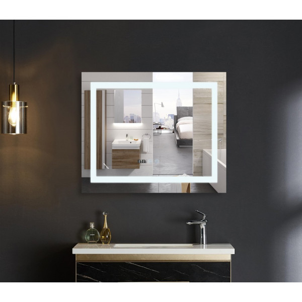 Дзеркало Mixxus WARM MR02-80x80 з Led Touch, Anti-fog, димером, регулятором яскравості, годинником (MI6934)