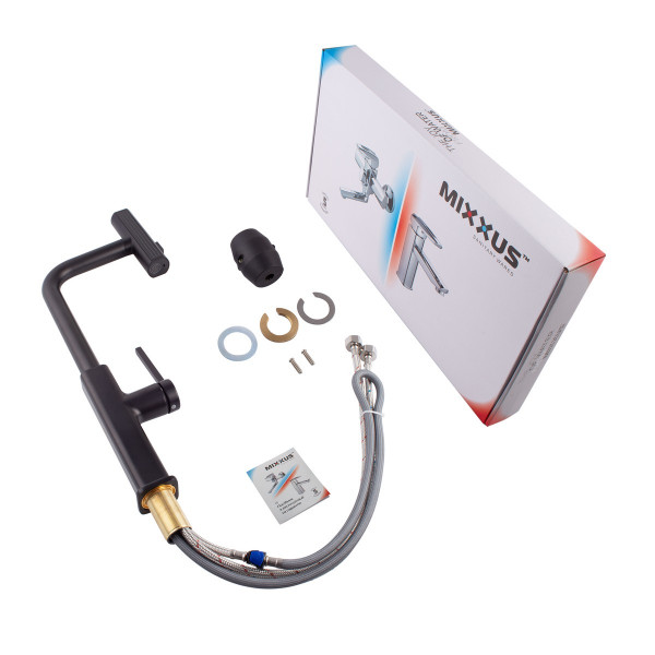 Змішувач для кухні з висувним виливом Mixxus Premium HAMMER 014 BLACK (MI6954)