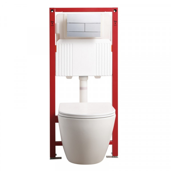 Комплект: Mixxus Premium Ellipse-SET-2102 (в 2 ящ) Унітаз система змиву Tornado 3.0+ Інсталяція Koer KT-0404 + панель KT-0604-01 Chrome (MP6690)