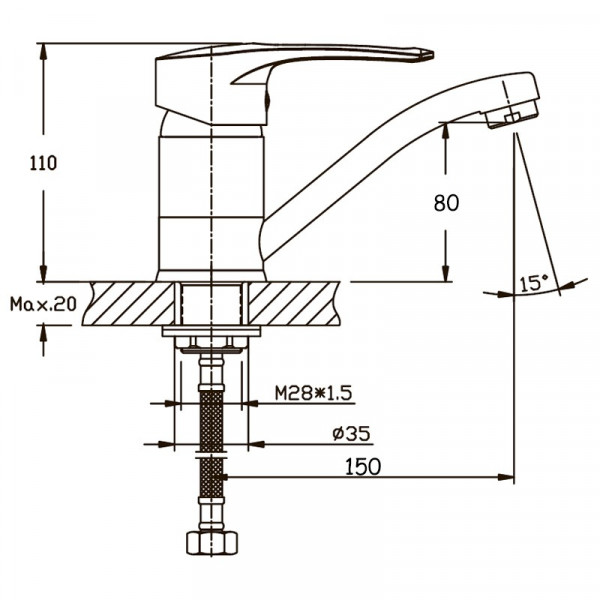 Змішувач для умивальника Haiba Germes 555 (вилив 15 см) (HB0143)