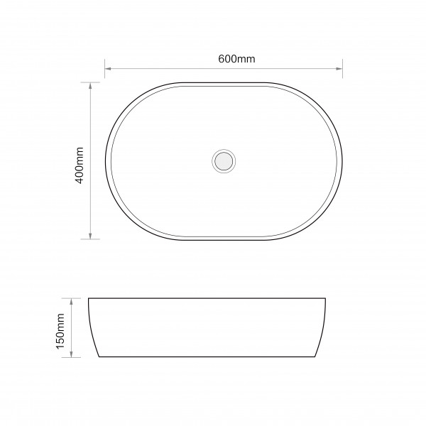 Раковина накладна MIXXUS PREMIUM ELLIPSE-0105 600х400х150mm (MP6563)