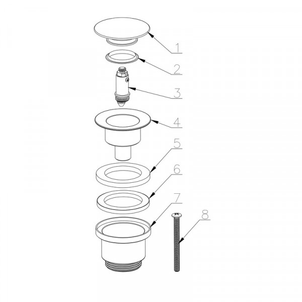 Донний клапан для раковини універсальний (з/без переливу) Koer PW-01-01 автоматичний (Click-Clack) (Колір хром) 1 1/4'' (KR3400)