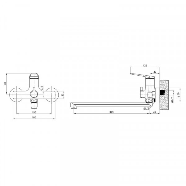 Змішувач для ванни Mixxus Premium Rubens 006 (EURO) (MI8252)