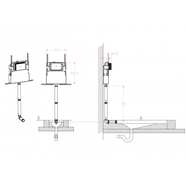 Інсталяційний бачок для чаші Генуя Koer KT-0406 420x120x1200mm без панелі змиву (KR5315)