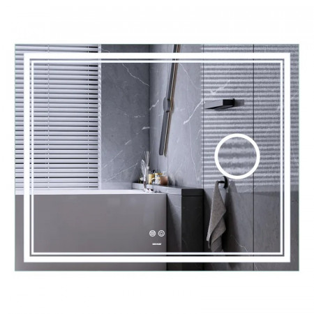 Дзеркало Mixxus Premium QUADRO MR20-100x80 з Led Touch, Anti-fog, димером, регулятором яскравості, лінзою (MP6623)