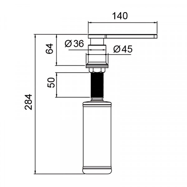 Дозатор для мийного засобу врізний Koer SDB-03-05 300 мл (колір чорний) (KR5633)