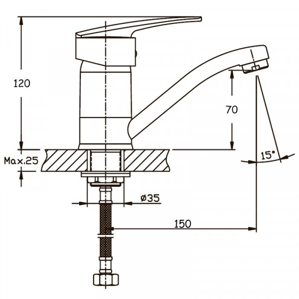 Змішувач для умивальника Haiba Agat 555 (вилив 15 см) (HB0010)